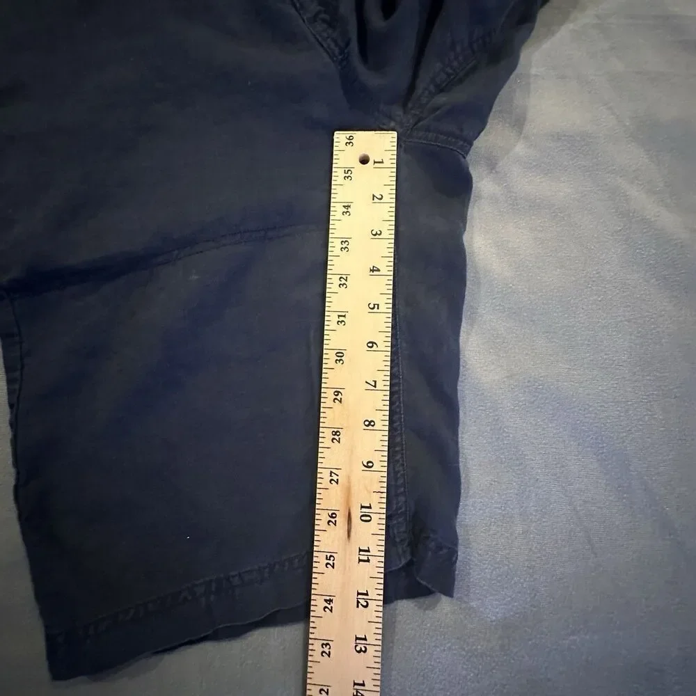 Calvin Klein Shorts Linen Men's 30 Chino Zipper Pocket Navy Blue Flat Front